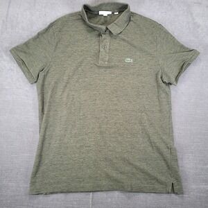 Lacoste Mens US XL FR 6 Green Polo Shirt Slim Fit Cotton Golf Preppy